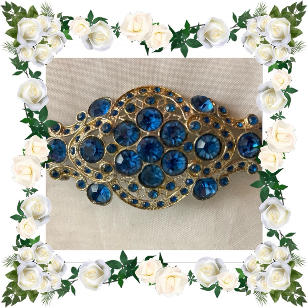 High End Stunning Rhinestone Estate Retro Brooch Marquise Shape 1930's - 1940's